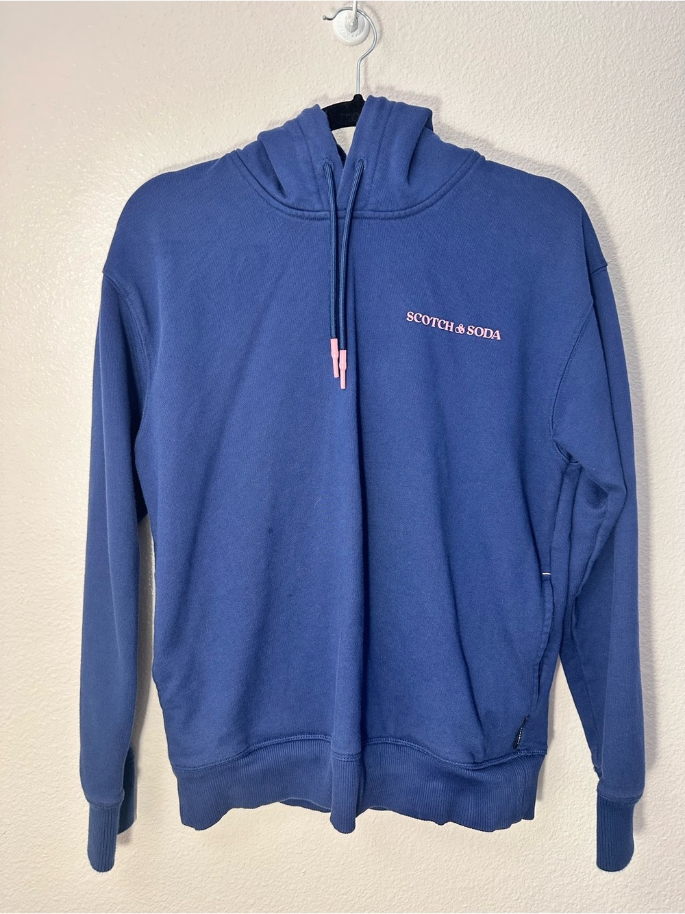 Scotch & Soda Blue Crewneck Sweatshirt with Pink Accents